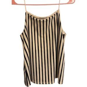 H&M Cream and Black Striped Women's Top - Size S